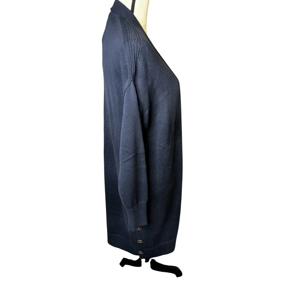 Banana Republic Navy Blue Longline Cotton Cardigan Sweater PS Petite Small NEW - Picture 4 of 12